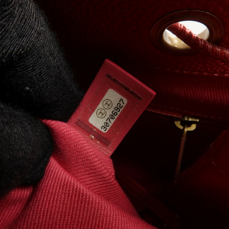 CHANEL 牛皮皮革Bolsa CC Drawstring金扣手挽肩背兩用袋-6