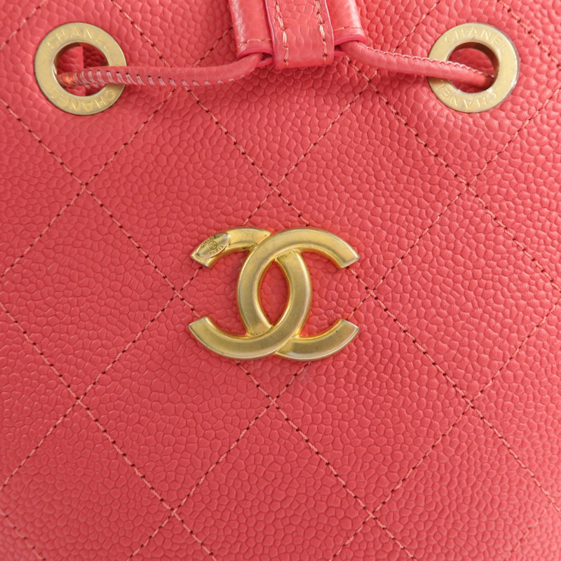 CHANEL 牛皮皮革Bolsa CC Drawstring金扣手挽肩背兩用袋-10