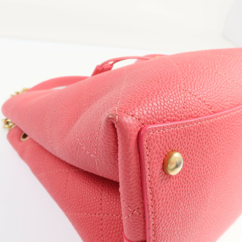 CHANEL 牛皮皮革Bolsa CC Drawstring金扣手挽肩背兩用袋-12