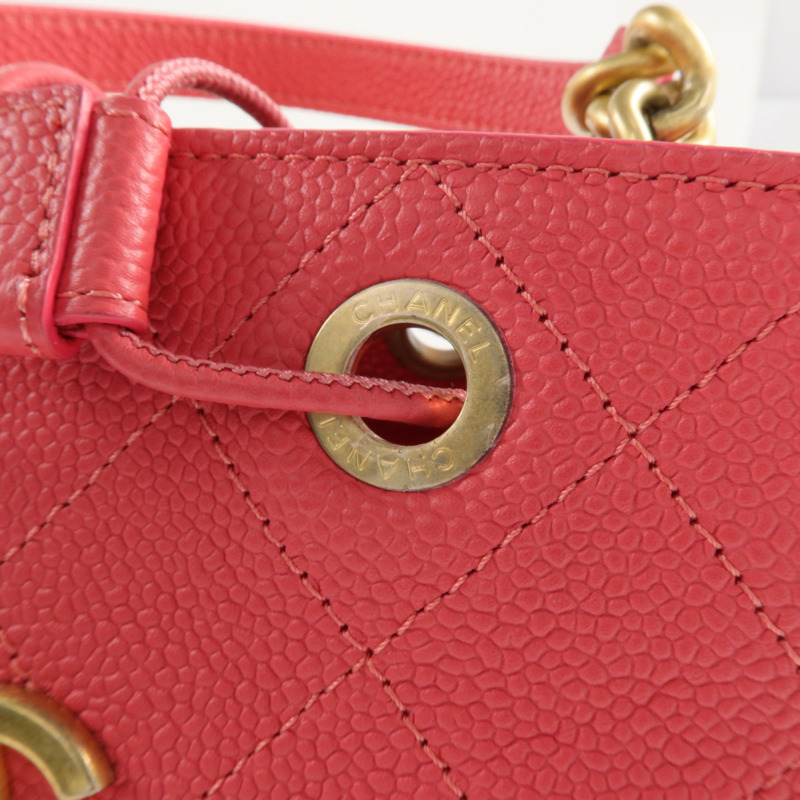 CHANEL 牛皮皮革Bolsa CC Drawstring金扣手挽肩背兩用袋-15