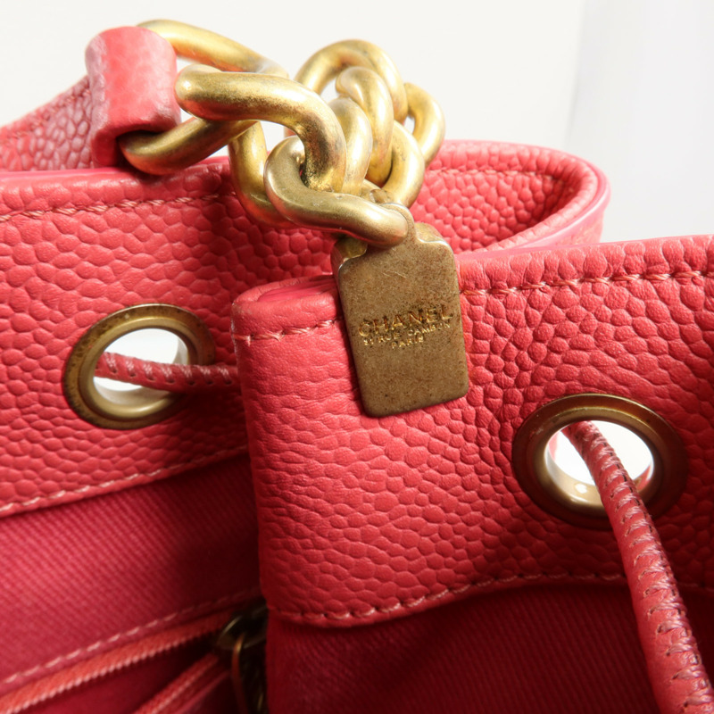 CHANEL 牛皮皮革Bolsa CC Drawstring金扣手挽肩背兩用袋-16