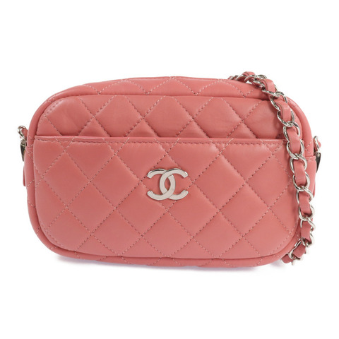 CHANEL 羊皮皮革Camera Bag銀扣鏈帶肩背袋