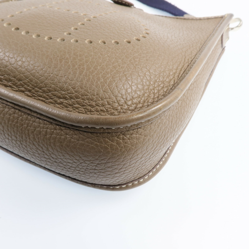 HERMES Clemence皮革Evelyne TPM銀扣肩背袋Etoupe-6
