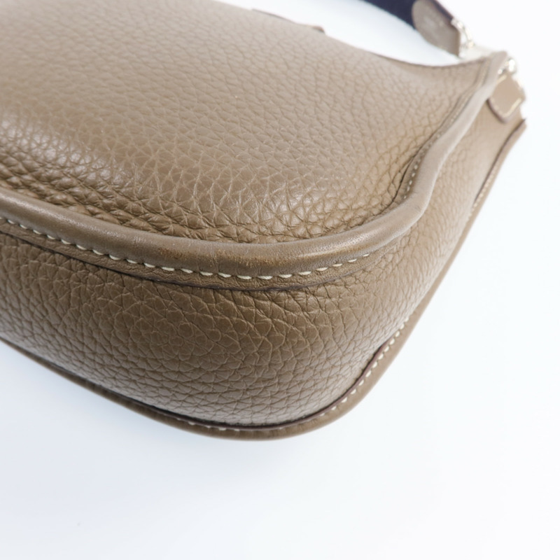 HERMES Clemence皮革Evelyne TPM銀扣肩背袋Etoupe-8