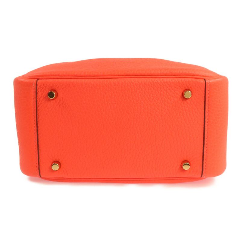 HERMES Clemence皮革Mini Lindy金扣手挽肩背兩用袋Rose Tomate-3