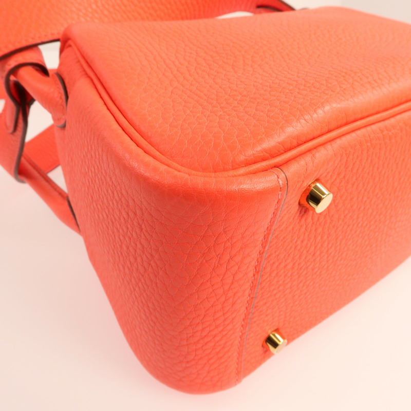 HERMES Clemence皮革Mini Lindy金扣手挽肩背兩用袋Rose Tomate-13
