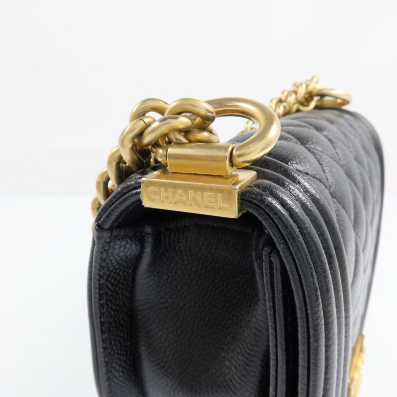 CHANEL 牛皮皮革Boy Chanel金扣鏈帶肩背袋-9