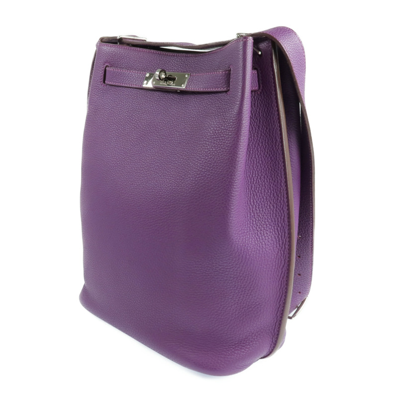HERMES Clemence皮革So Kelly 22銀扣肩背袋Anemone-1