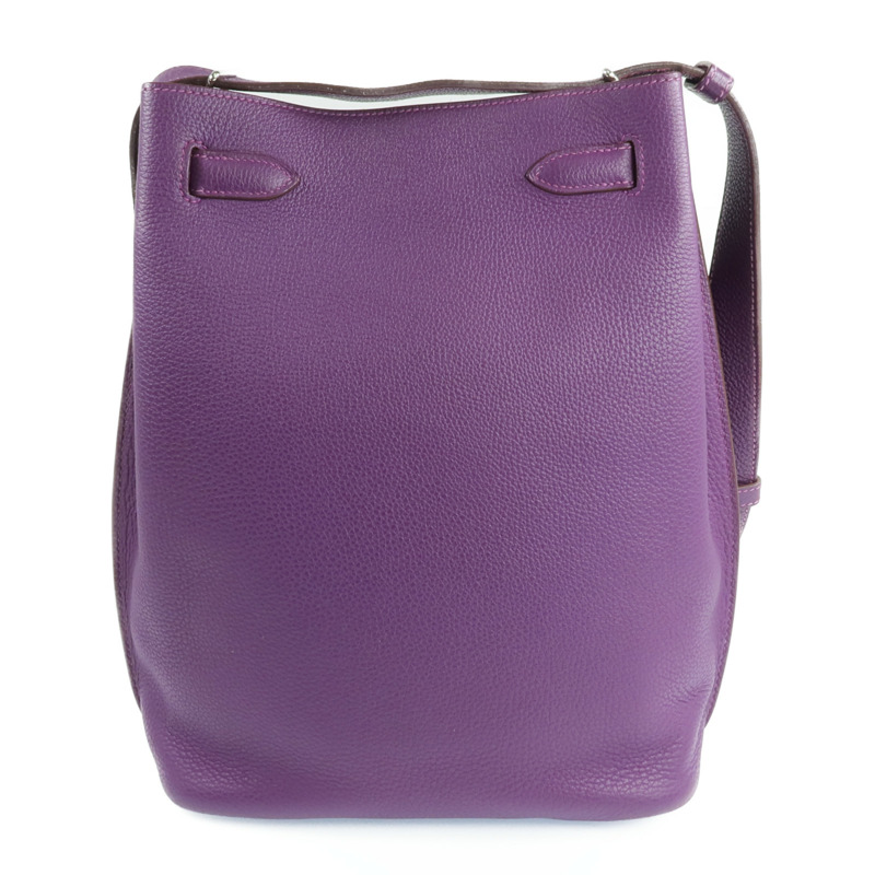 HERMES Clemence皮革So Kelly 22銀扣肩背袋Anemone-2