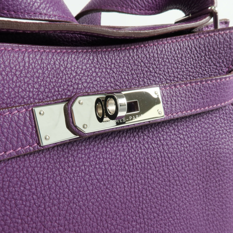 HERMES Clemence皮革So Kelly 22銀扣肩背袋Anemone-12