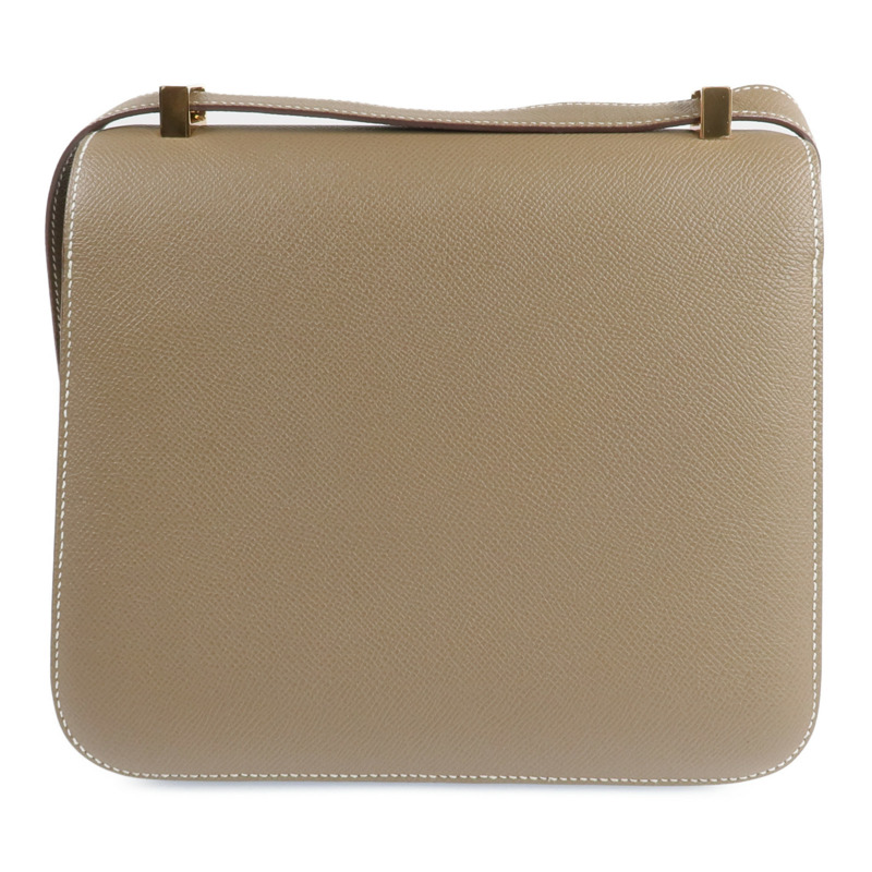 HERMES 皮革Constance 24金扣肩背袋Etoupe-2