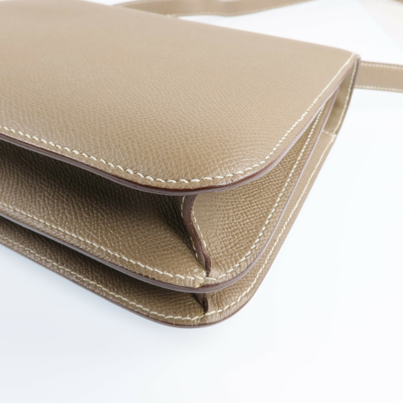 HERMES 皮革Constance 24金扣肩背袋Etoupe-11