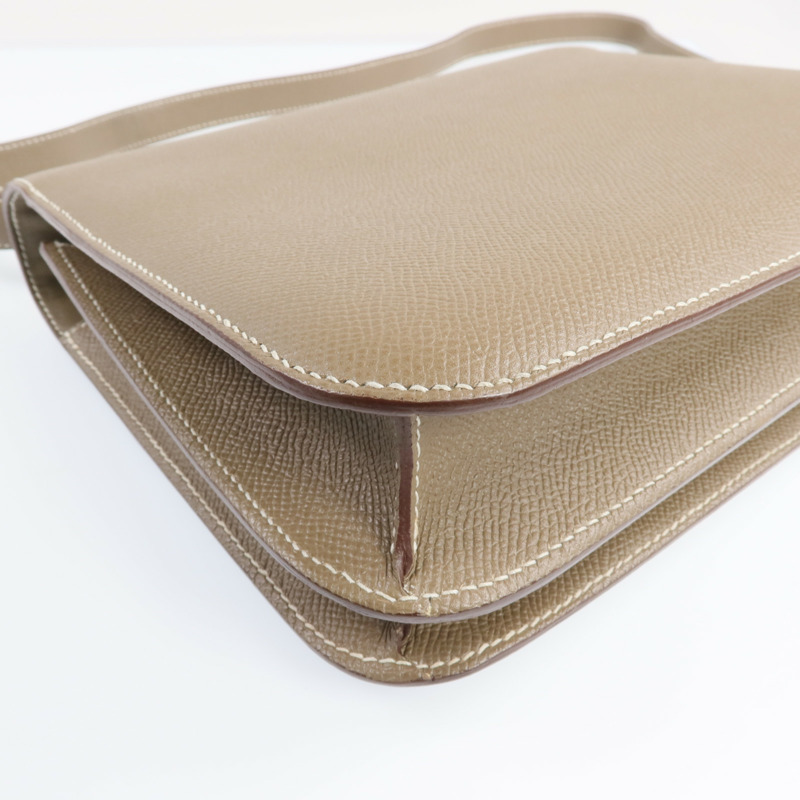 HERMES 皮革Constance 24金扣肩背袋Etoupe-12