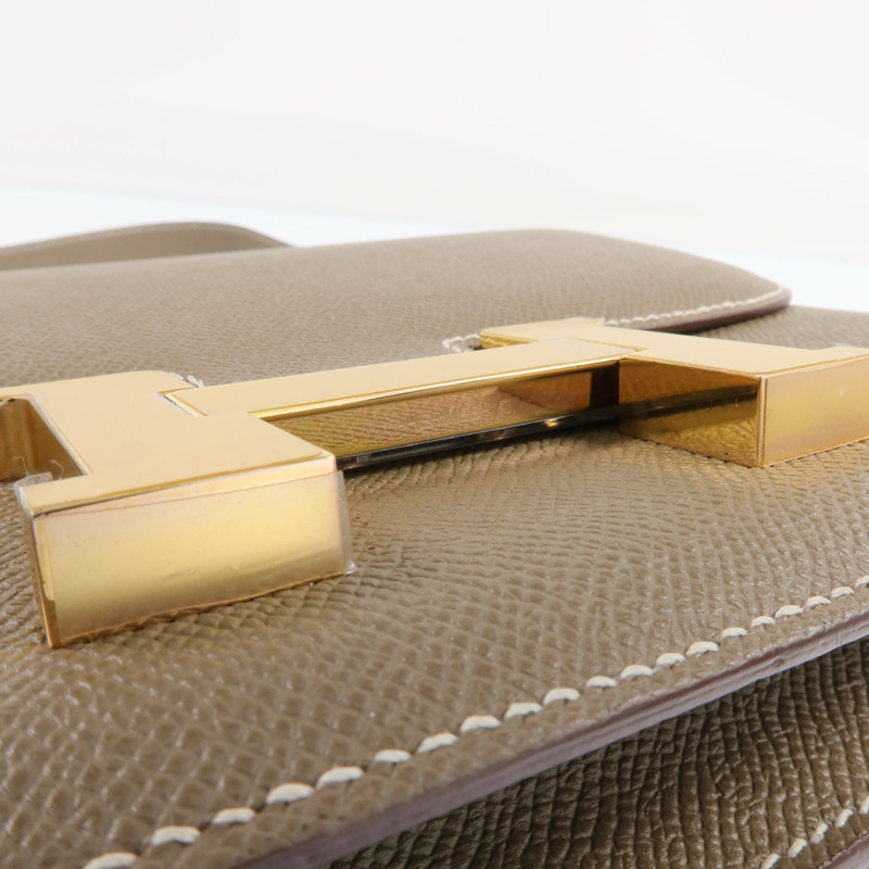 HERMES 皮革Constance 24金扣肩背袋Etoupe-15