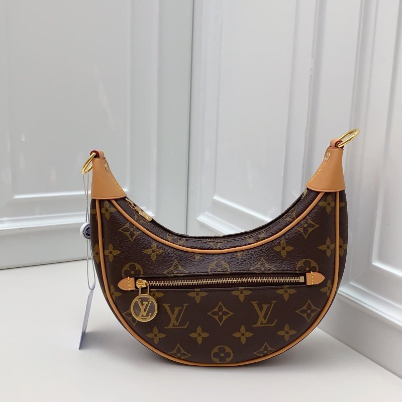 全新 Louis Vuitton路易威登老花豌荳月亮包loop芯片款-0