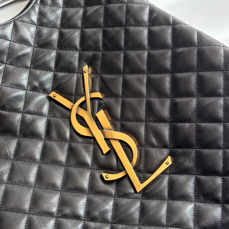 Rosé 同款::Saint Laurent::YSL Icare絎縫小羊皮超大型購物袋 大型手袋黑色-5