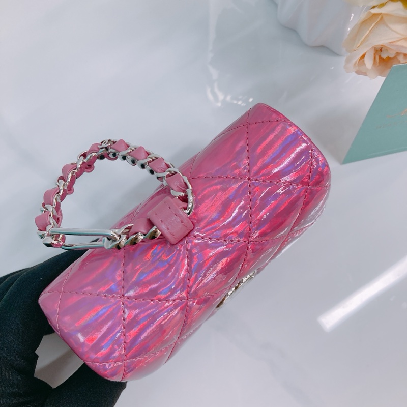 MS0518 CHANEL 香奈兒幻彩桃紅色特別版卡包吊飾CARD HOLDER WITH HOOK GOATSKIN IRIDESCENT PURPLE-5