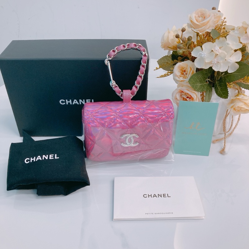 MS0518 CHANEL 香奈兒幻彩桃紅色特別版卡包吊飾CARD HOLDER WITH HOOK GOATSKIN IRIDESCENT PURPLE-10