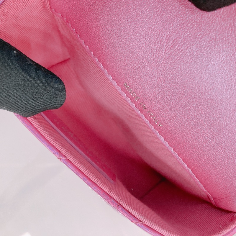 MS0518 CHANEL 香奈兒幻彩桃紅色特別版卡包吊飾CARD HOLDER WITH HOOK GOATSKIN IRIDESCENT PURPLE-14