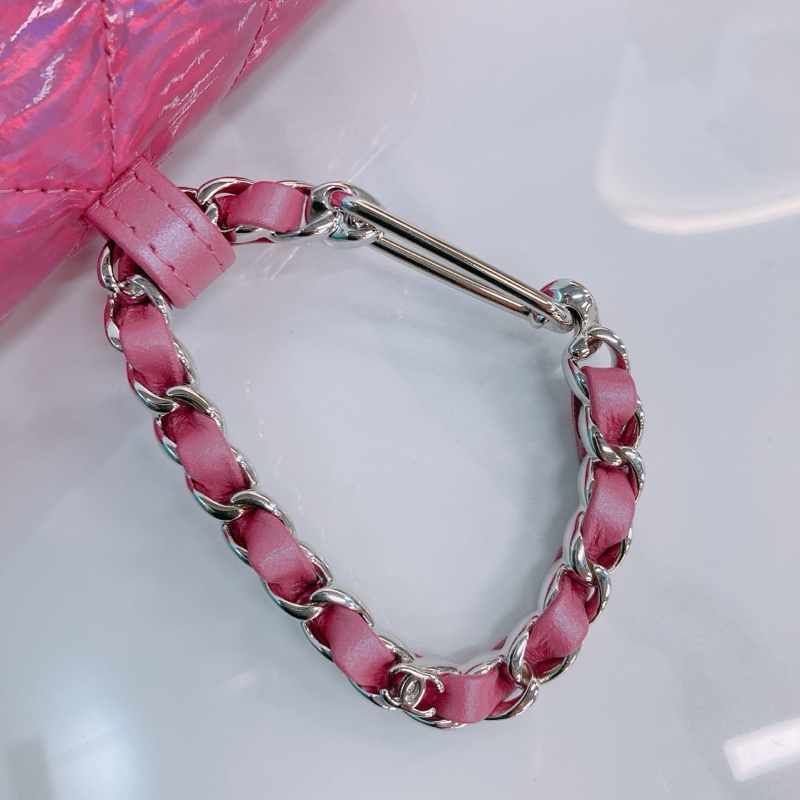 MS0518 CHANEL 香奈兒幻彩桃紅色特別版卡包吊飾CARD HOLDER WITH HOOK GOATSKIN IRIDESCENT PURPLE-19