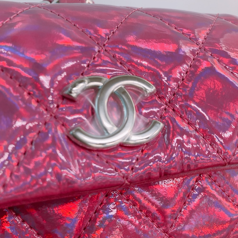 MS0518 CHANEL 香奈兒幻彩桃紅色特別版卡包吊飾CARD HOLDER WITH HOOK GOATSKIN IRIDESCENT PURPLE-26