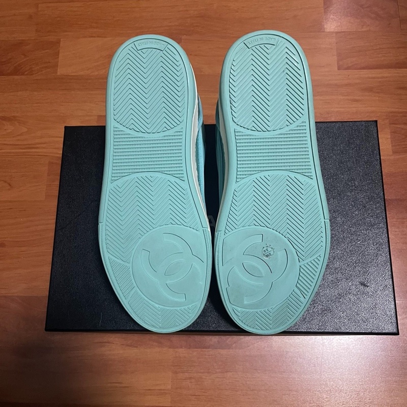 Chanel香奈兒23b低幫板鞋 女款 白綠 尺碼：37碼-6