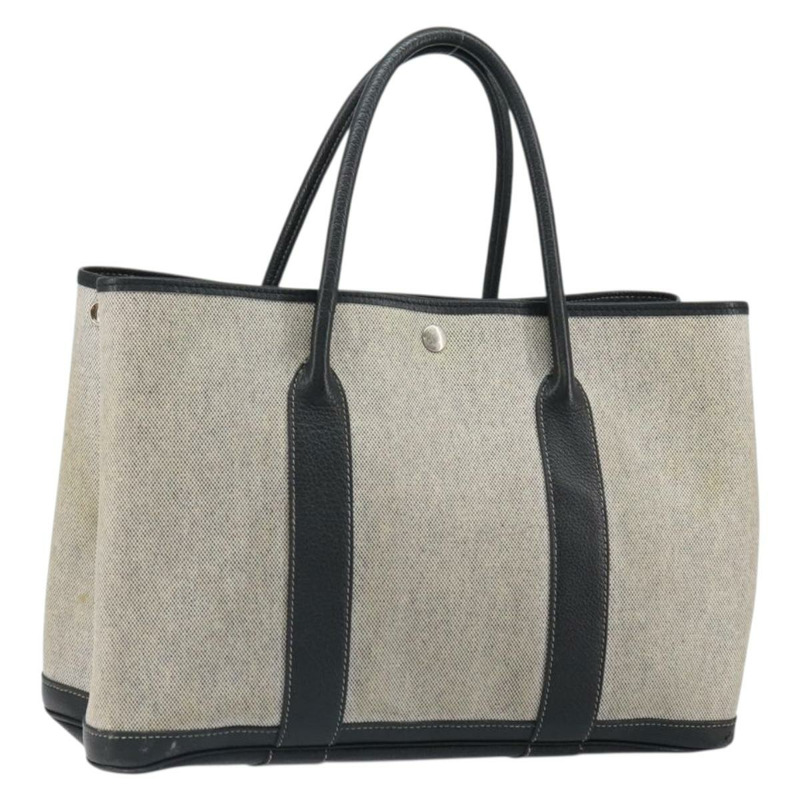 【日本直送】愛馬仕 Garden Party PM 手袋 塗層帆布 灰色 銀色 正品 159912-0