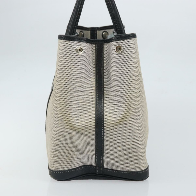 【日本直送】愛馬仕 Garden Party PM 手袋 塗層帆布 灰色 銀色 正品 159912-3