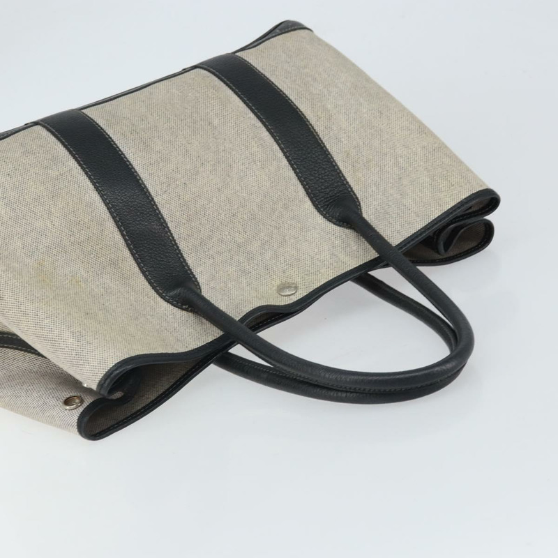 【日本直送】愛馬仕 Garden Party PM 手袋 塗層帆布 灰色 銀色 正品 159912-5