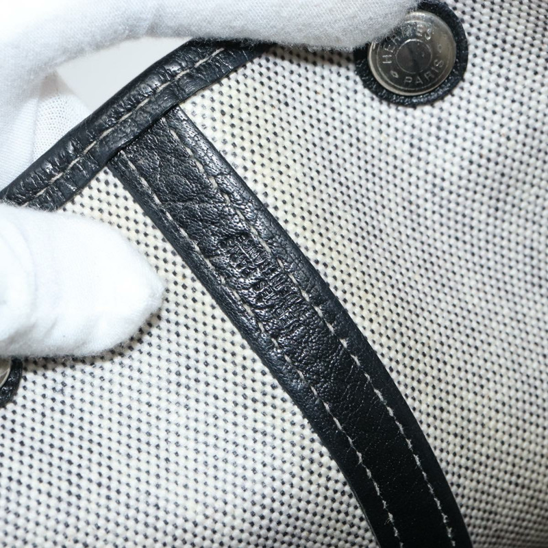 【日本直送】愛馬仕 Garden Party PM 手袋 塗層帆布 灰色 銀色 正品 159912-10