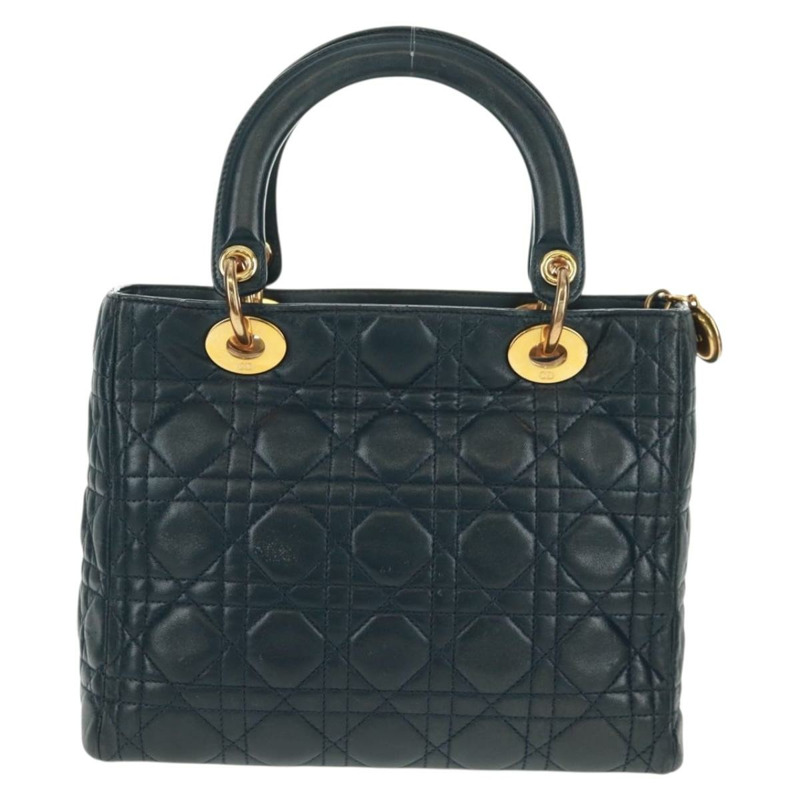 【日本直送】Christian Dior Lady Dior Canage 手袋，羊皮材質，海軍藍金色，正品，貨號 163234V-1