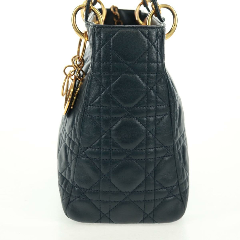 【日本直送】Christian Dior Lady Dior Canage 手袋，羊皮材質，海軍藍金色，正品，貨號 163234V-3