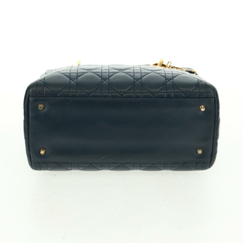 【日本直送】Christian Dior Lady Dior Canage 手袋，羊皮材質，海軍藍金色，正品，貨號 163234V-5