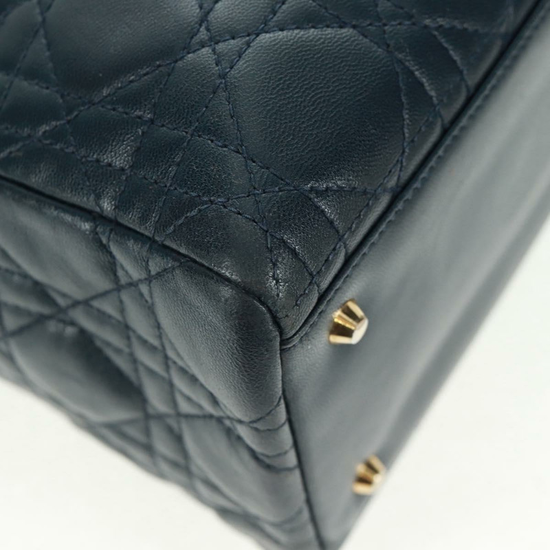 【日本直送】Christian Dior Lady Dior Canage 手袋，羊皮材質，海軍藍金色，正品，貨號 163234V-8