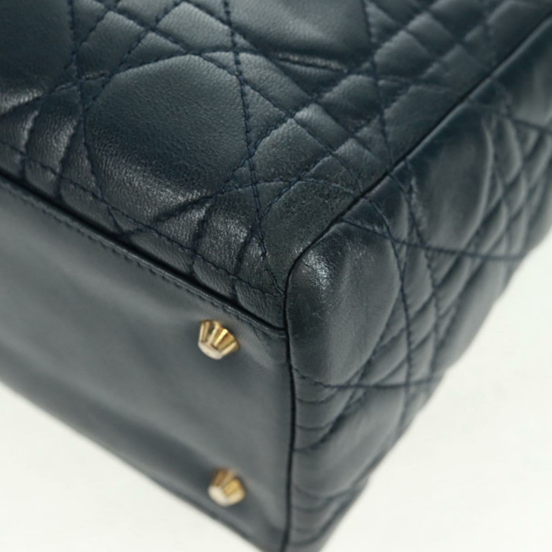 【日本直送】Christian Dior Lady Dior Canage 手袋，羊皮材質，海軍藍金色，正品，貨號 163234V-14