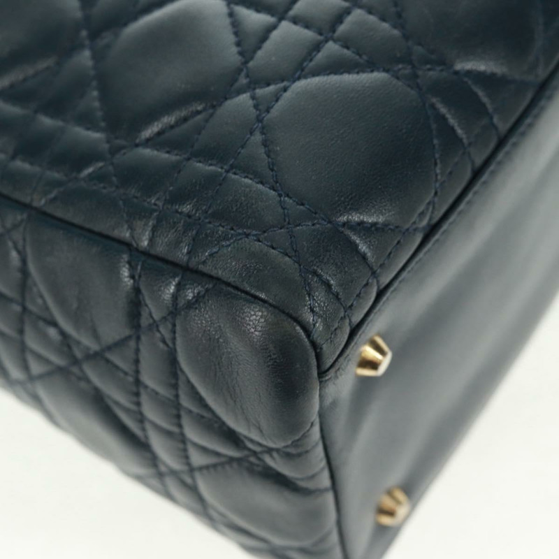 【日本直送】Christian Dior Lady Dior Canage 手袋，羊皮材質，海軍藍金色，正品，貨號 163234V-15