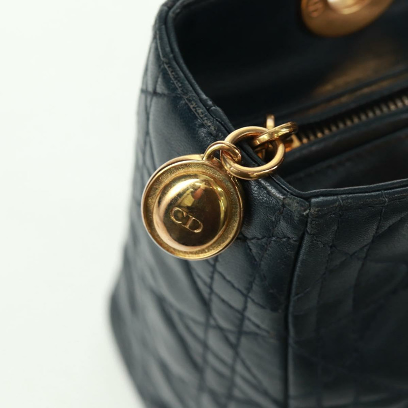 【日本直送】Christian Dior Lady Dior Canage 手袋，羊皮材質，海軍藍金色，正品，貨號 163234V-18