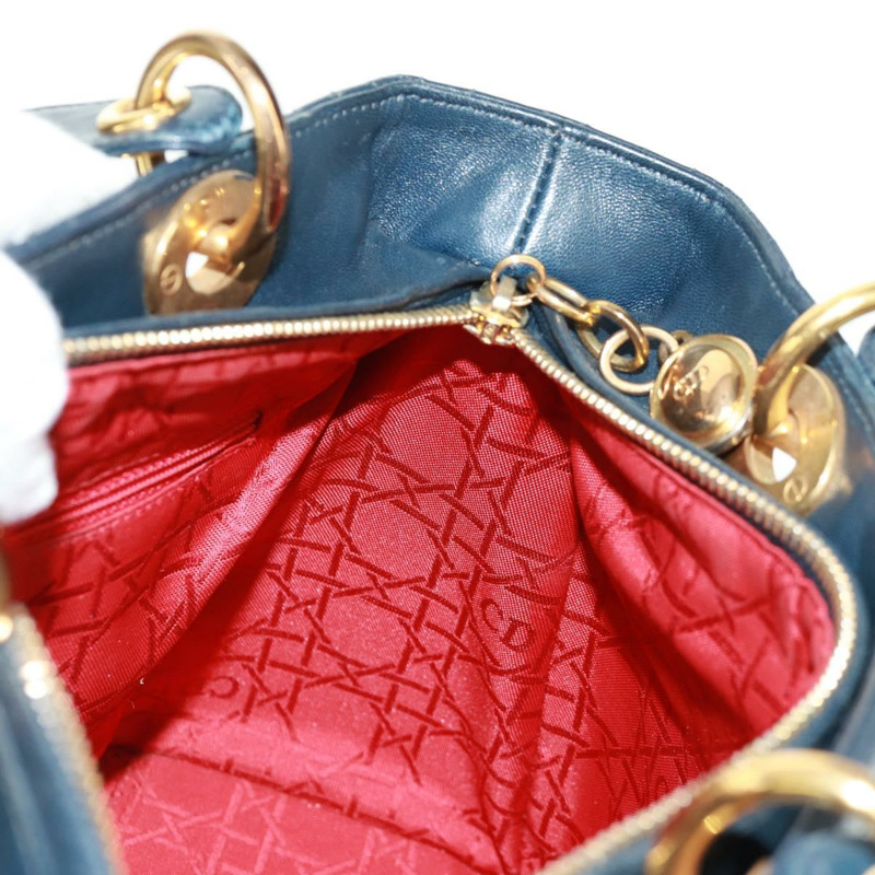 【日本直送】Christian Dior Lady Dior Canage 手袋，羊皮材質，海軍藍金色，正品，貨號 163234V-20