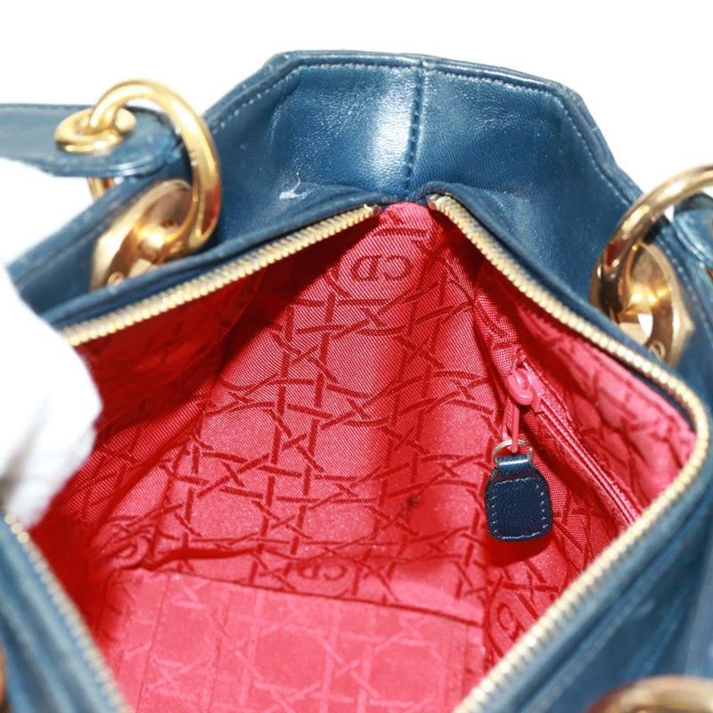 【日本直送】Christian Dior Lady Dior Canage 手袋，羊皮材質，海軍藍金色，正品，貨號 163234V-21
