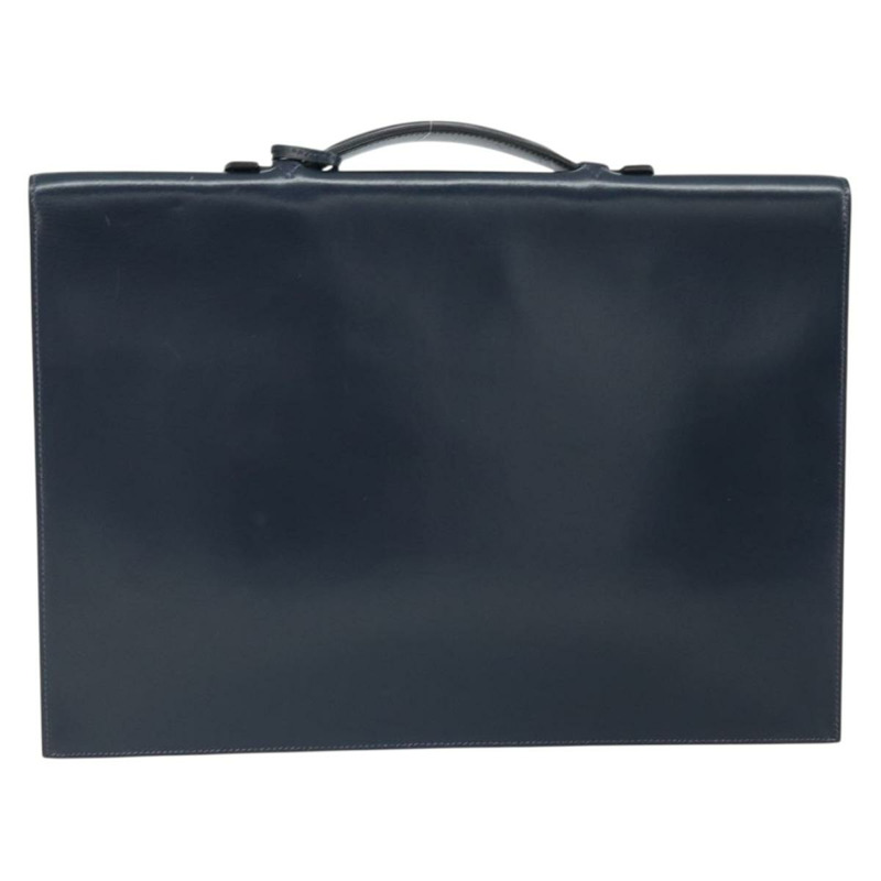 【日本直送】愛馬仕 Kirius 商務包 皮革 海軍藍 金色 正品 bs32277-1