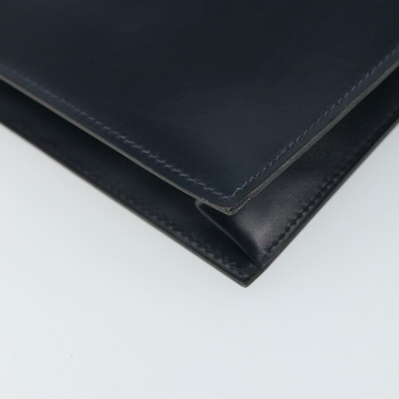 【日本直送】愛馬仕 Kirius 商務包 皮革 海軍藍 金色 正品 bs32277-14