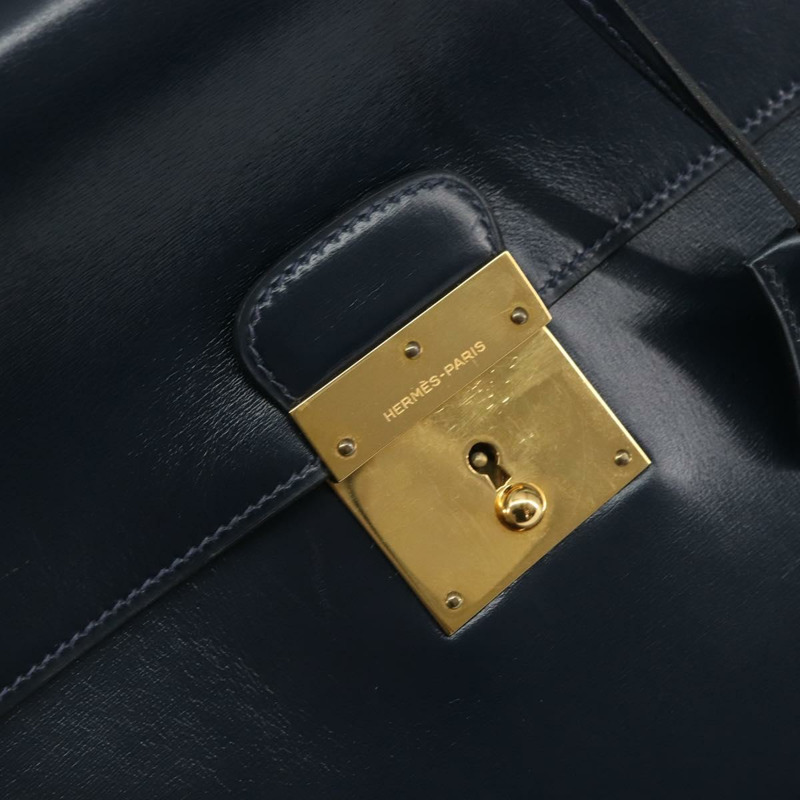 【日本直送】愛馬仕 Kirius 商務包 皮革 海軍藍 金色 正品 bs32277-16