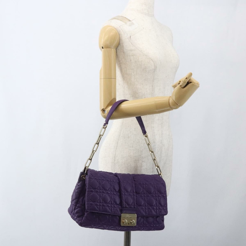 【日本直送】Christian Dior Miss Dior 鏈條肩背包 皮革 藍色 金色 Auth mr1834V-21