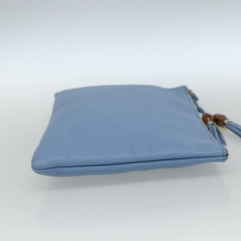 【日本直送】GUCCI 淺藍色金色皮革手拿包 376858 正品 157541V-3