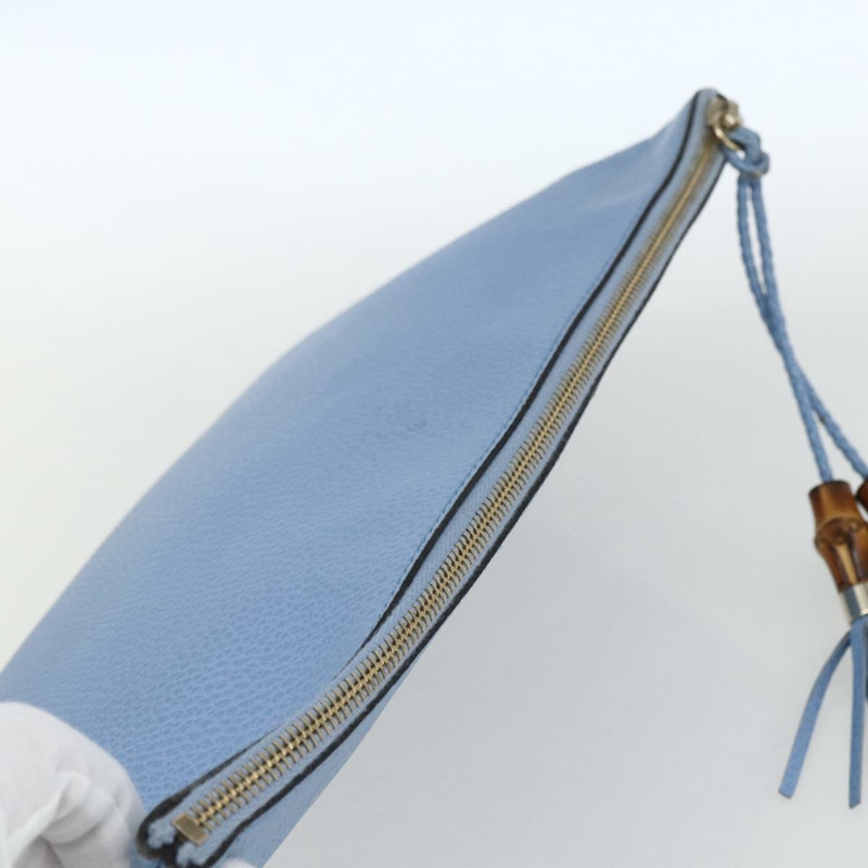 【日本直送】GUCCI 淺藍色金色皮革手拿包 376858 正品 157541V-5