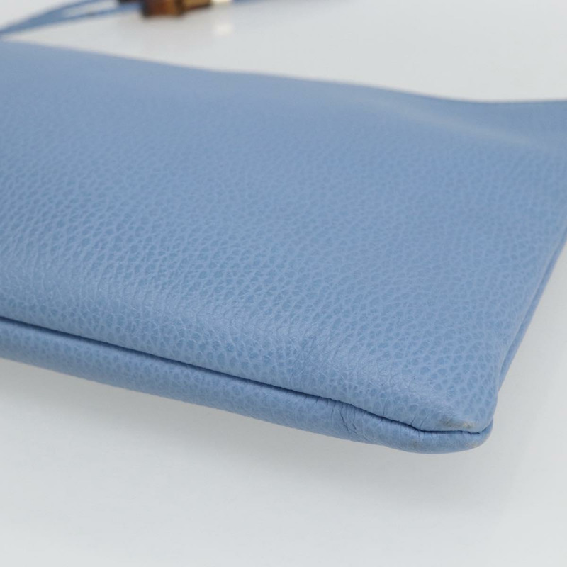 【日本直送】GUCCI 淺藍色金色皮革手拿包 376858 正品 157541V-7