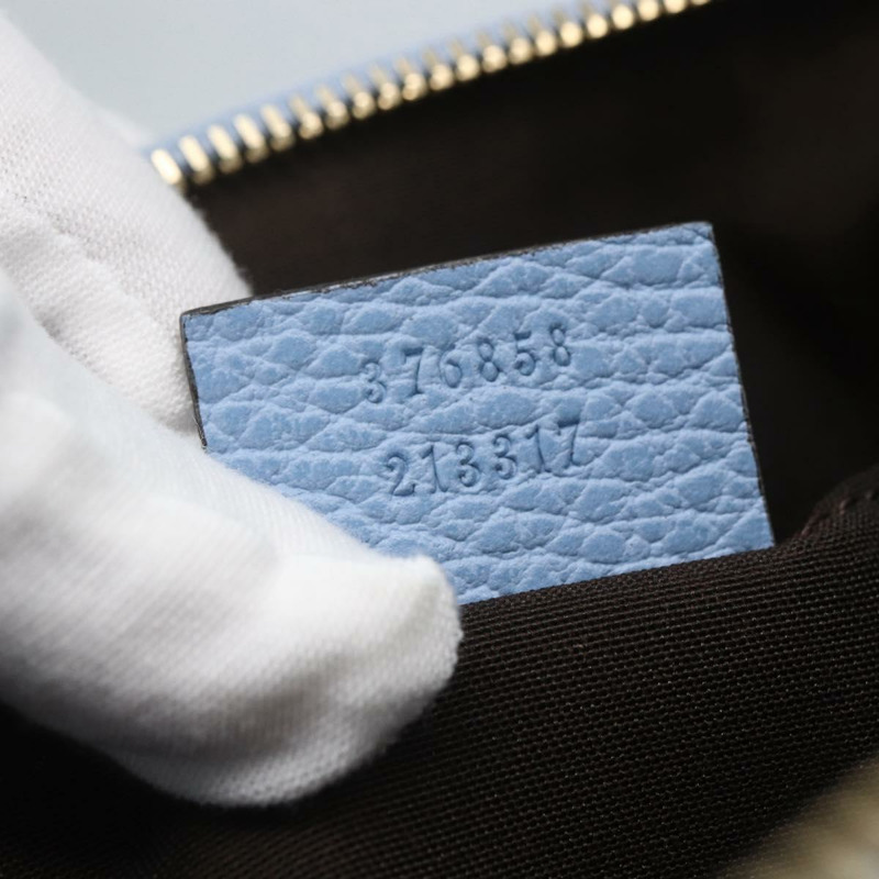【日本直送】GUCCI 淺藍色金色皮革手拿包 376858 正品 157541V-10