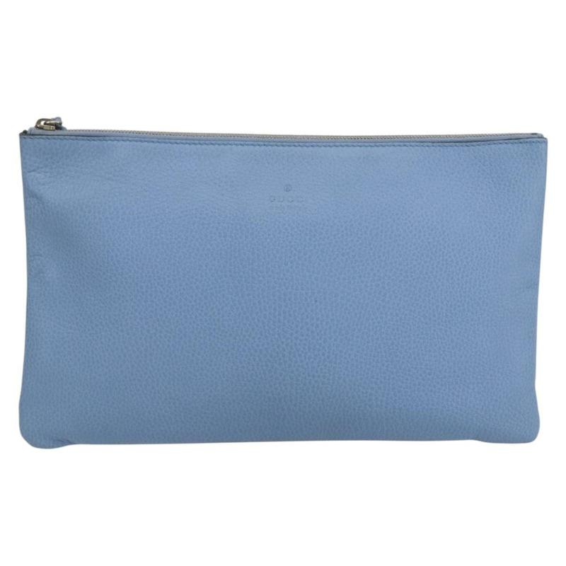 【日本直送】GUCCI 淺藍色金色皮革手拿包 376858 正品 157541V-12