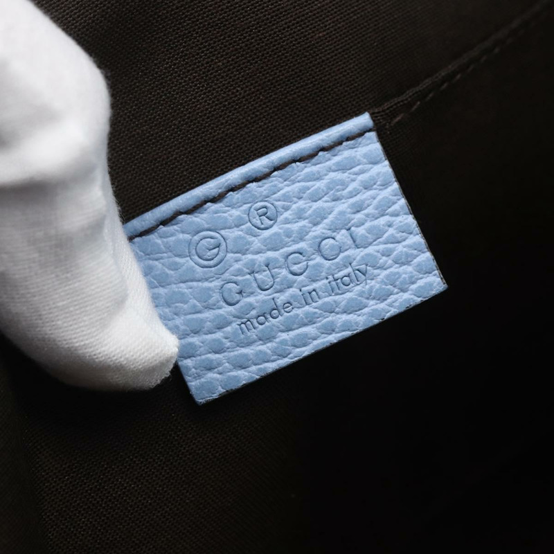 【日本直送】GUCCI 淺藍色金色皮革手拿包 376858 正品 157541V-17