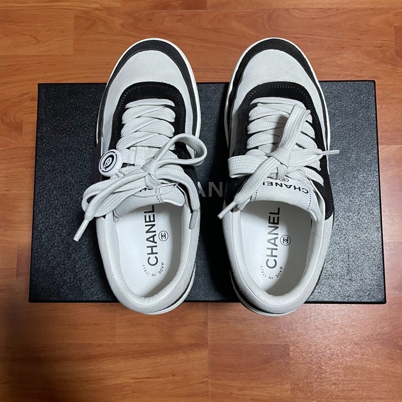 Chanel正品香奈兒雙c徽標黑白熊貓板鞋 黑白 37.5 碼-3